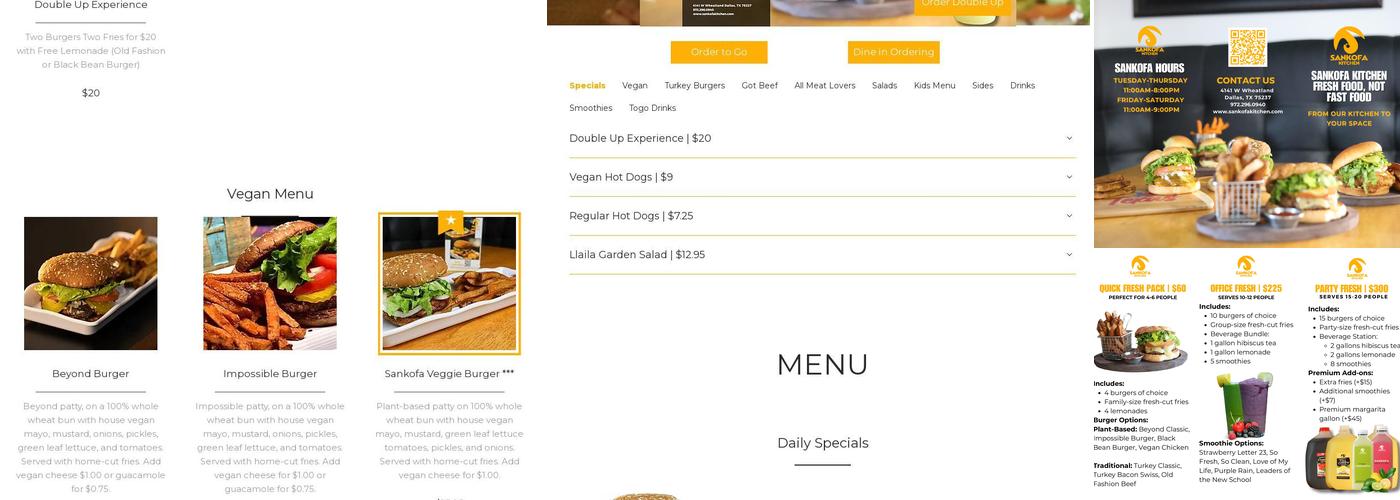 Sankofa Kitchen & Bar Menu