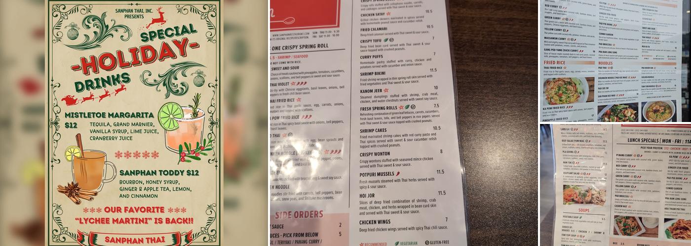 Sanphan Thai Cuisine Menu