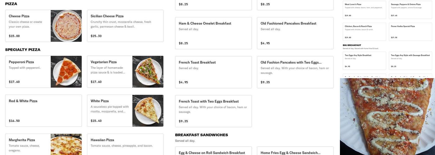 Santa Maria's Brick Oven Pizza Menu