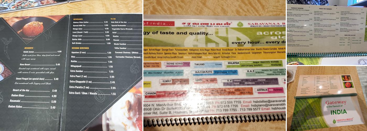 Saravanaa Bhavan Menu