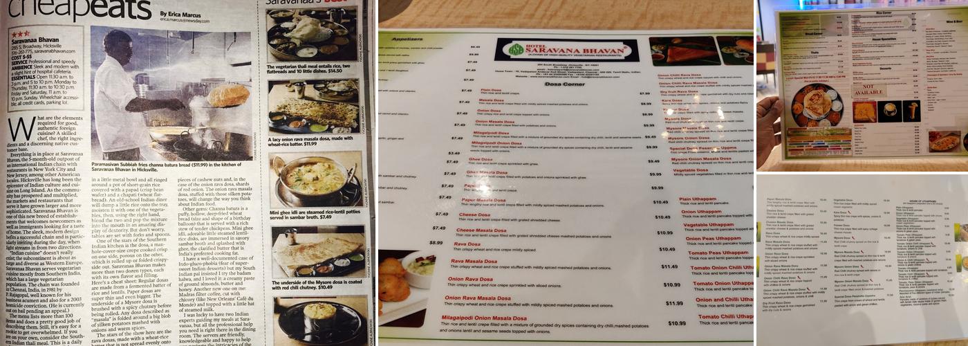 Saravanaa Bhavan Menu