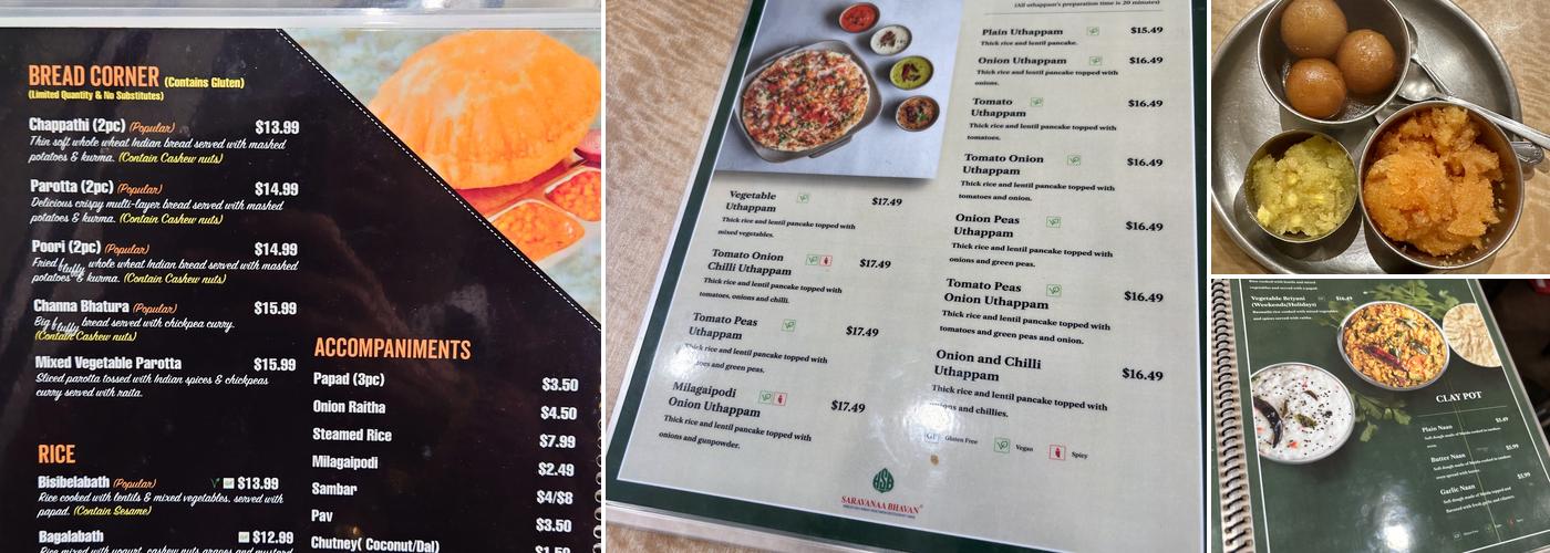 Saravanaa Bhavan Menu