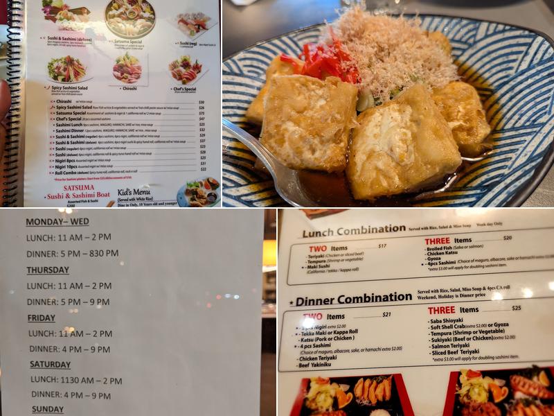 Satsuma Sushi Menu