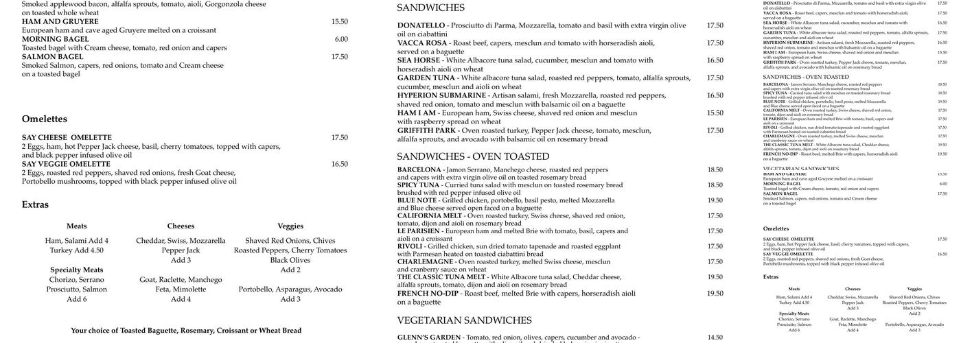 Say Cheese Menu