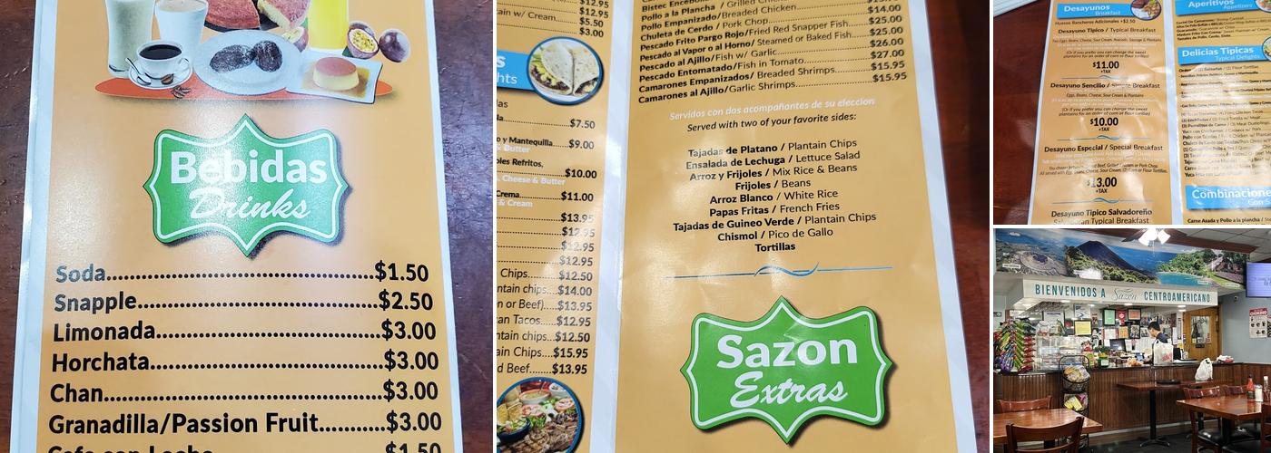 Sazon Centroamericano Menu