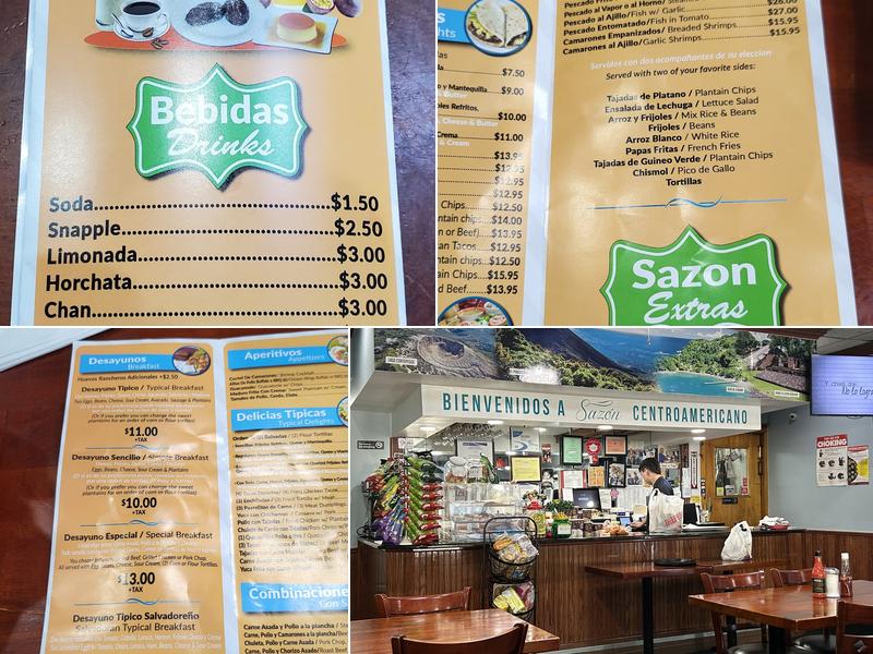 Sazon Centroamericano Menu