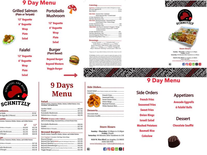 Schnitzly Menu