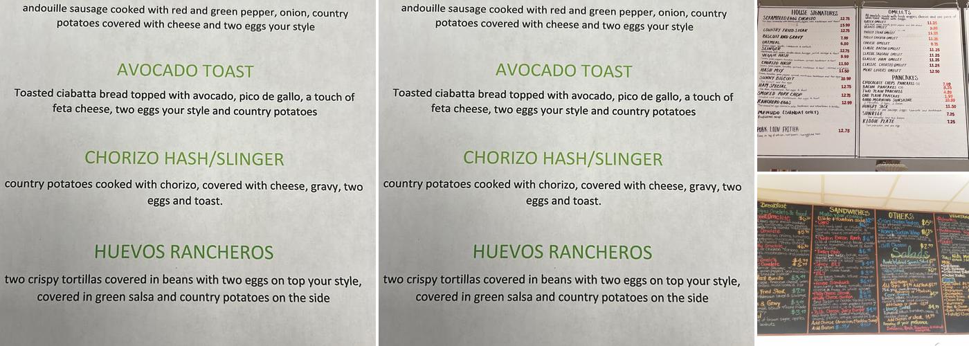 Scrambled Eggs Menu