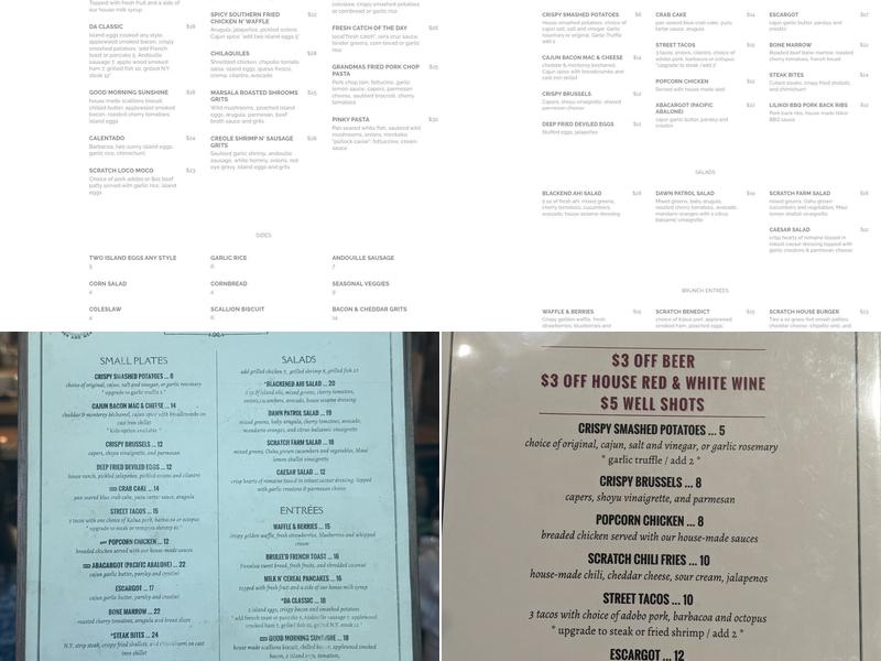 Scratch Kitchen Ward Menu