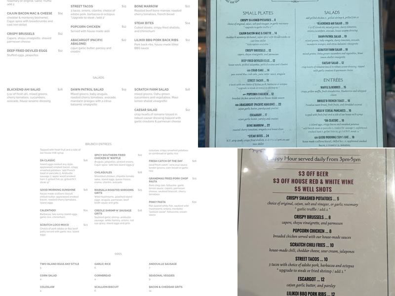 Scratch Kitchen Ward Menu