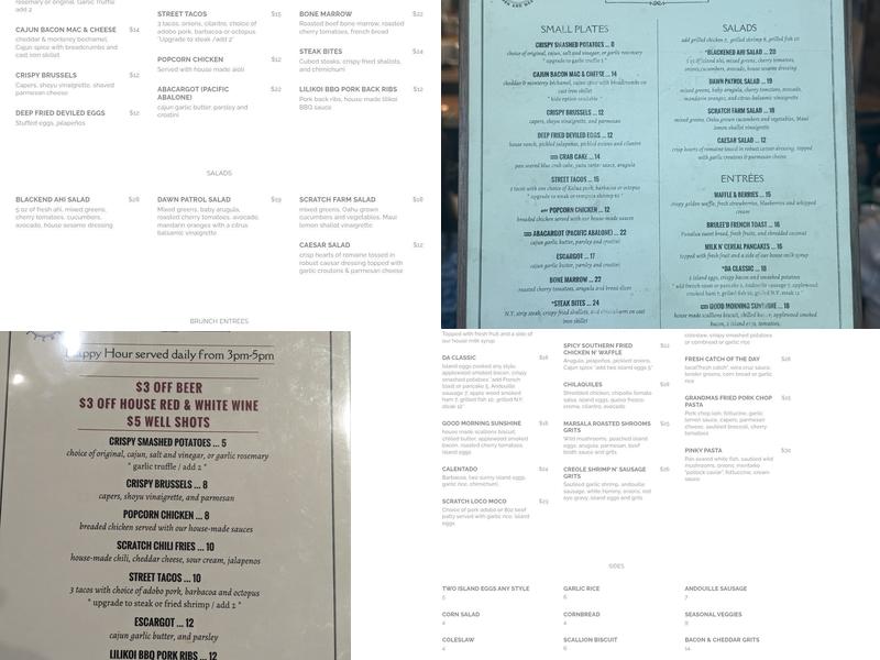 Scratch Kitchen Ward Menu