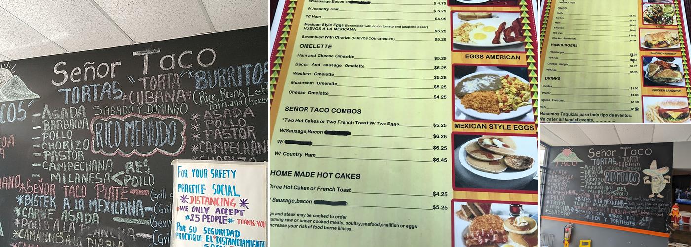 Señor Taco Menu