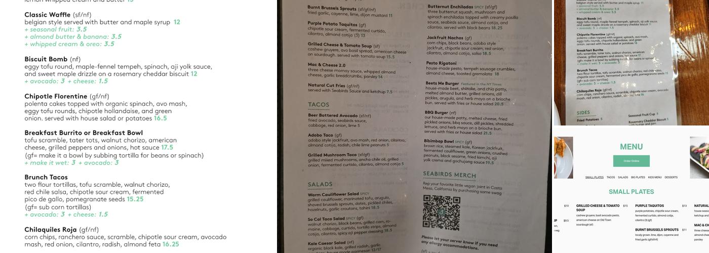 Seabirds Kitchen Menu