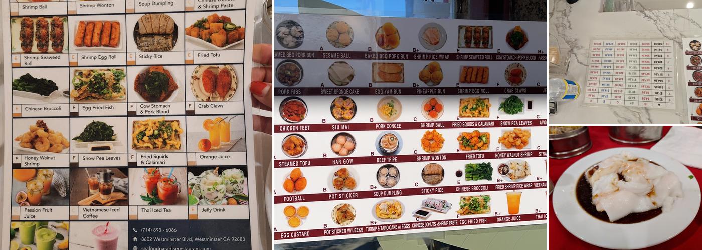 Seafood Paradise Menu