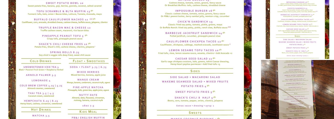 Seed Shack Menu