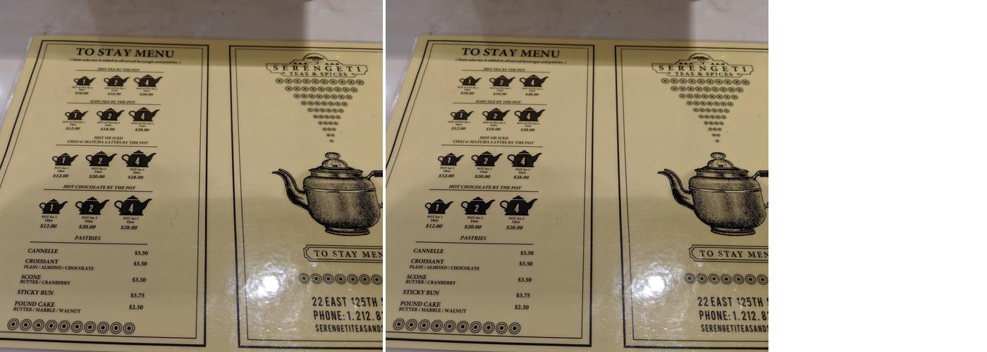 Serengeti Teas Hudson Valley Menu