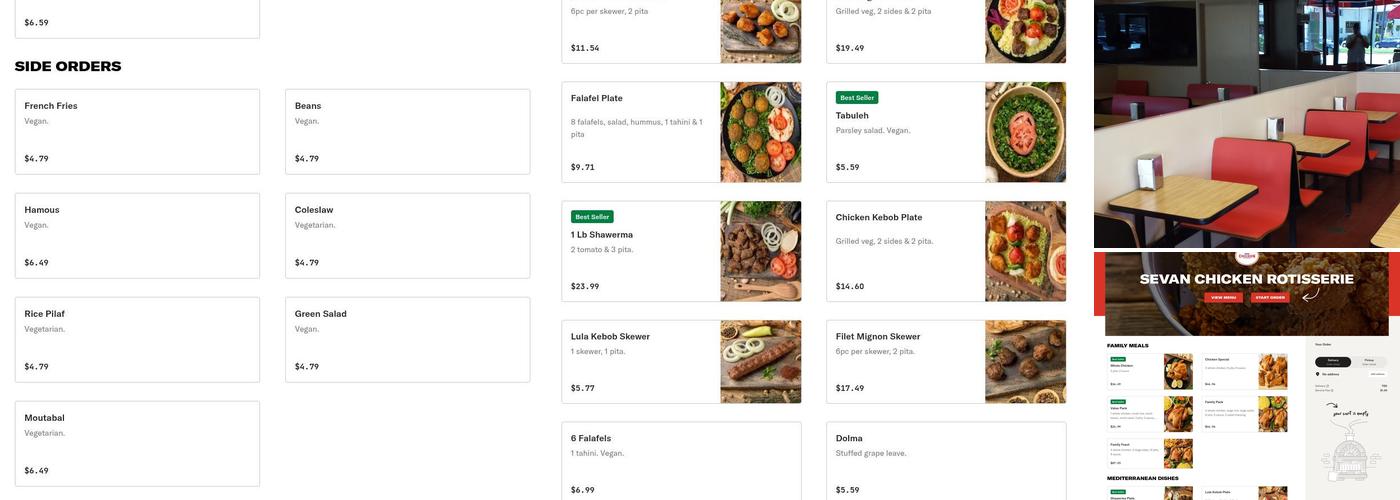 Sevan Chicken Rotisserie Menu