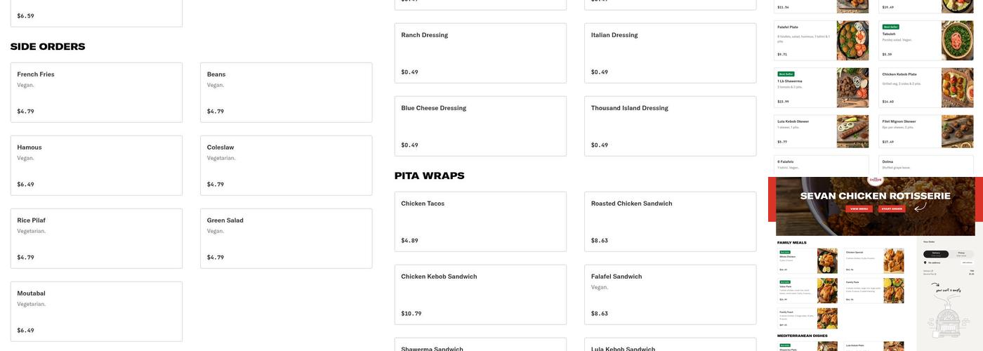 Sevan Chicken Rotisserie Menu
