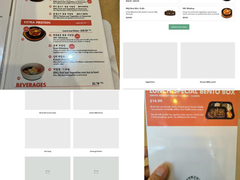 SGD Tofu House San Jose Menu