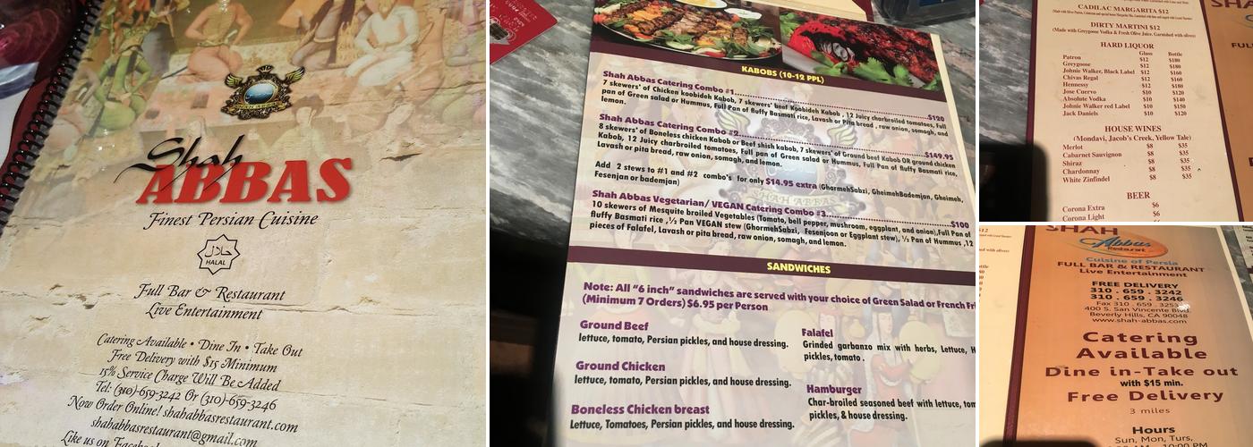 Shah Abbas Menu