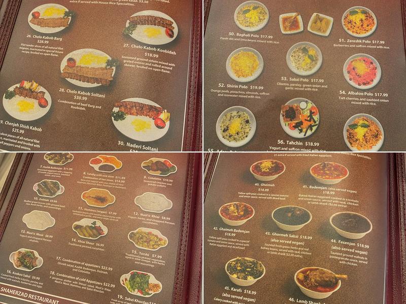 Shaherzad Restaurant Menu