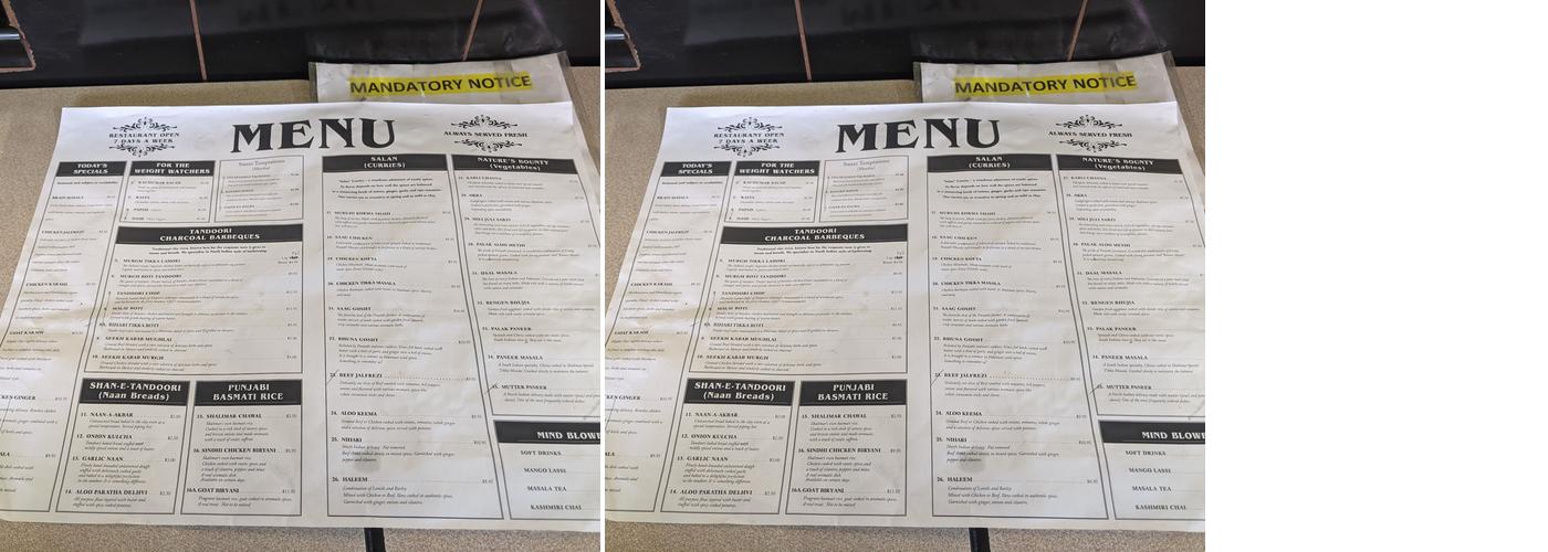 Shalimar Restaurant Menu