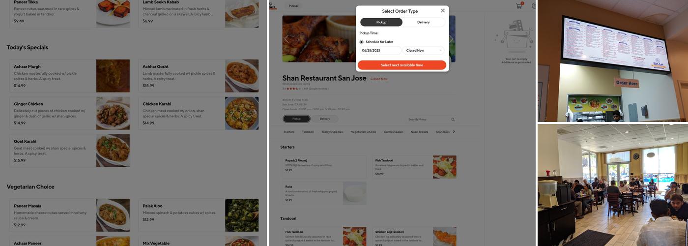 Shan Restaurant Menu