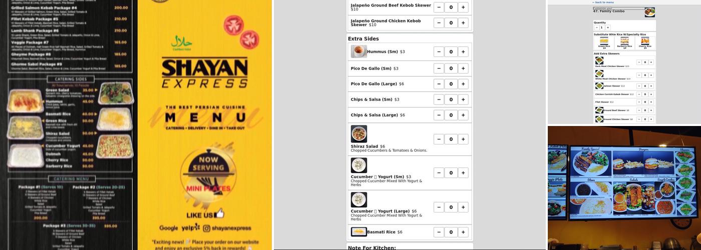 Shayan Express Restaurant Menu