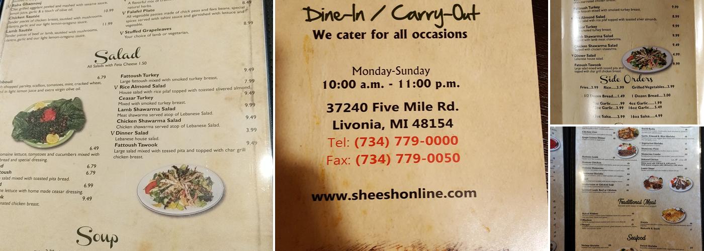 Sheesh Menu