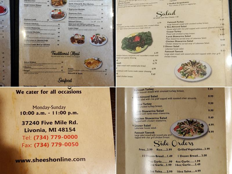 Sheesh Menu