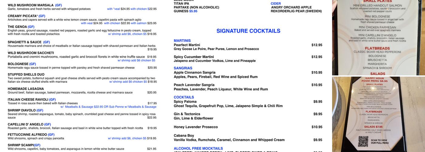 Shells and Sauce Menu