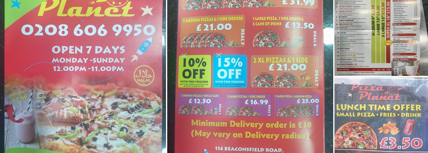 Pizza Planet Menu