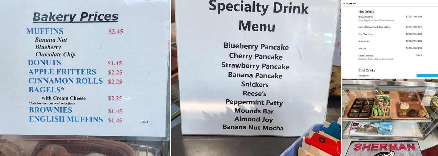 Sherman Perk Coffee Shop Menu