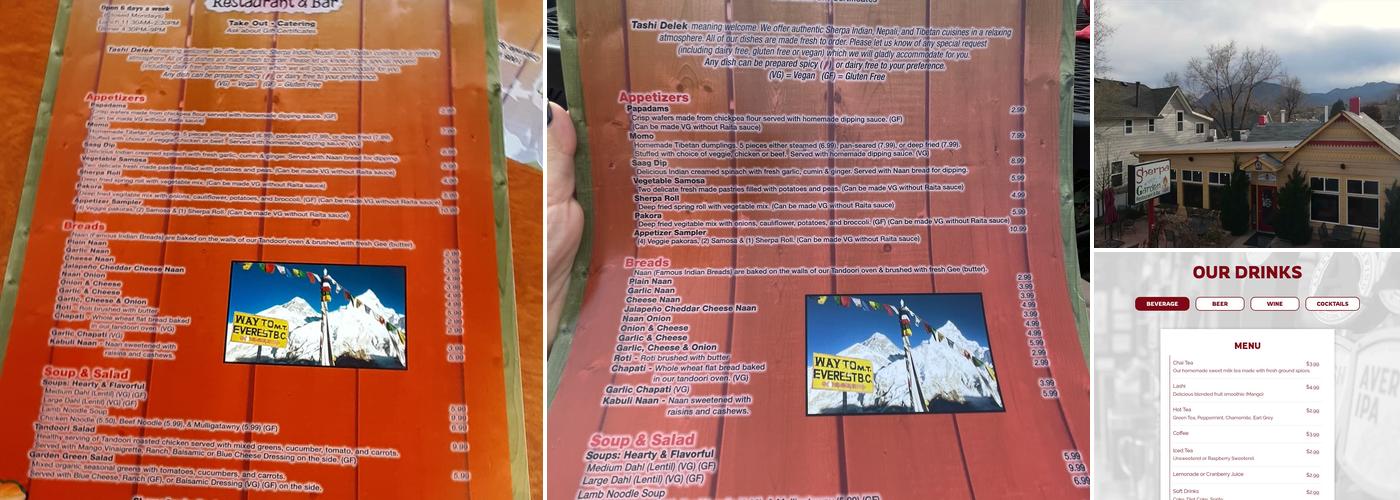 Sherpa Garden Restaurant & Bar Menu