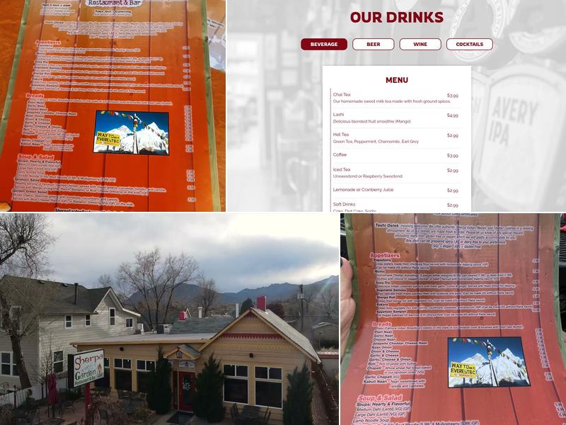 Sherpa Garden Restaurant & Bar Menu