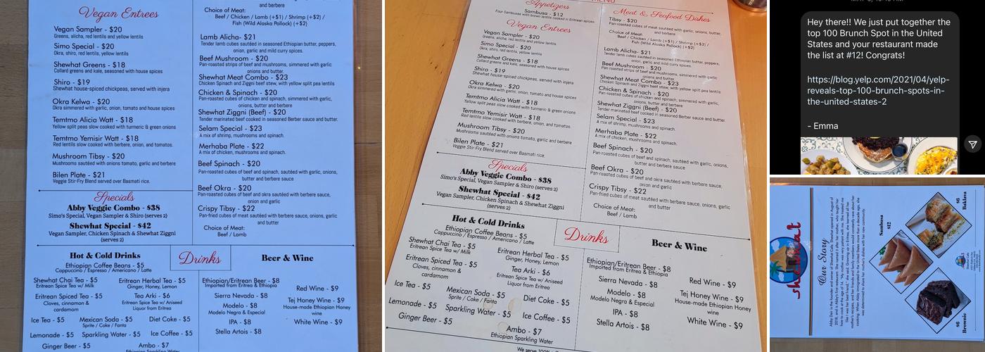 Shewhat Cafe & Restaurant Menu
