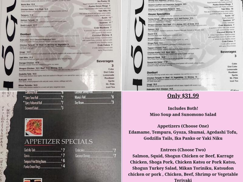 Shogun Restaurant Menu
