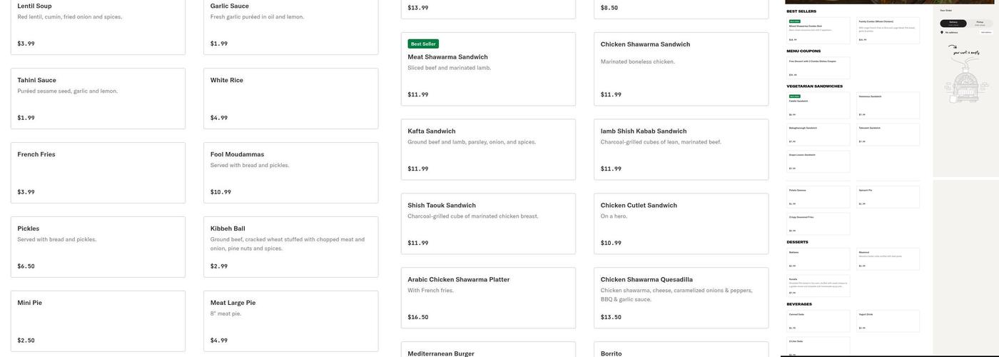 Lebanese Eatery Menu