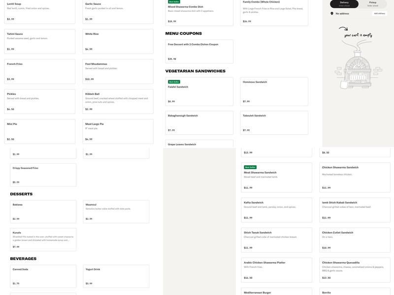 Lebanese Eatery Menu