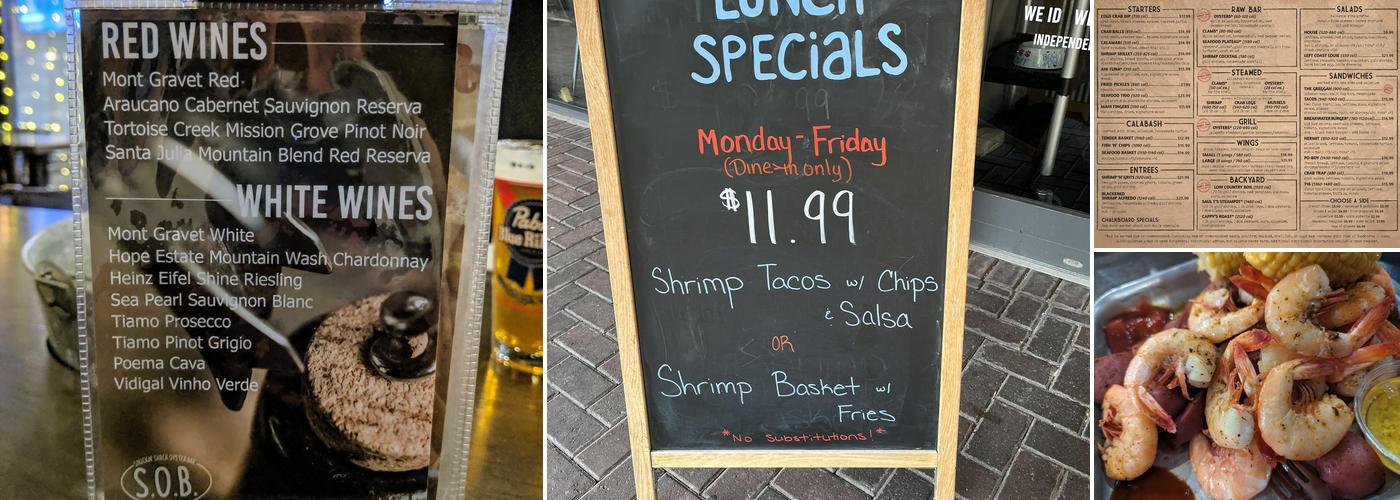Shuckin' Shack Oyster Bar Menu