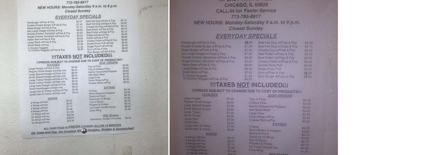 Shultz Wings & Hoage Menu
