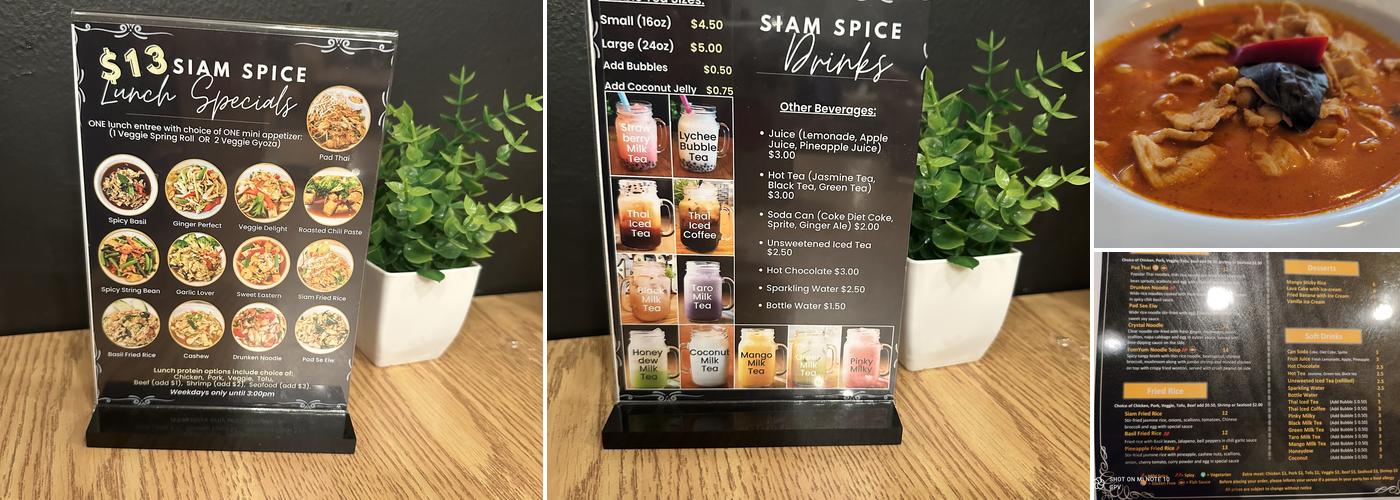 Siam Spice Thai Cuisine Menu