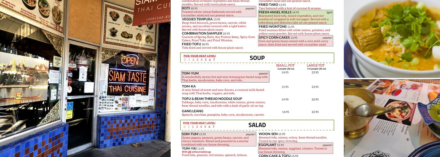 Siam Taste Menu