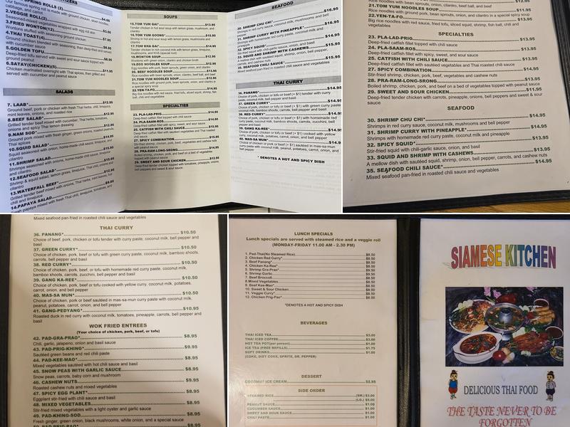 Siamese Kitchen Menu