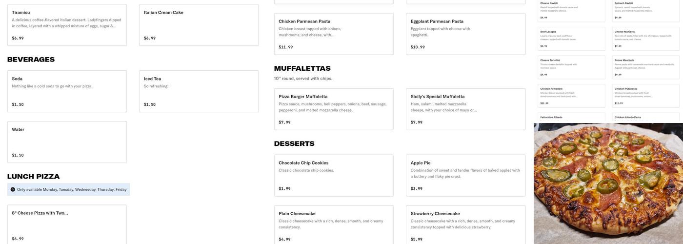 Sicily Pizza & Pasta Menu