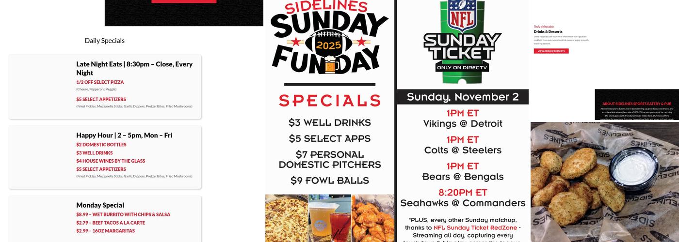 Sidelines V - Sylvania Menu