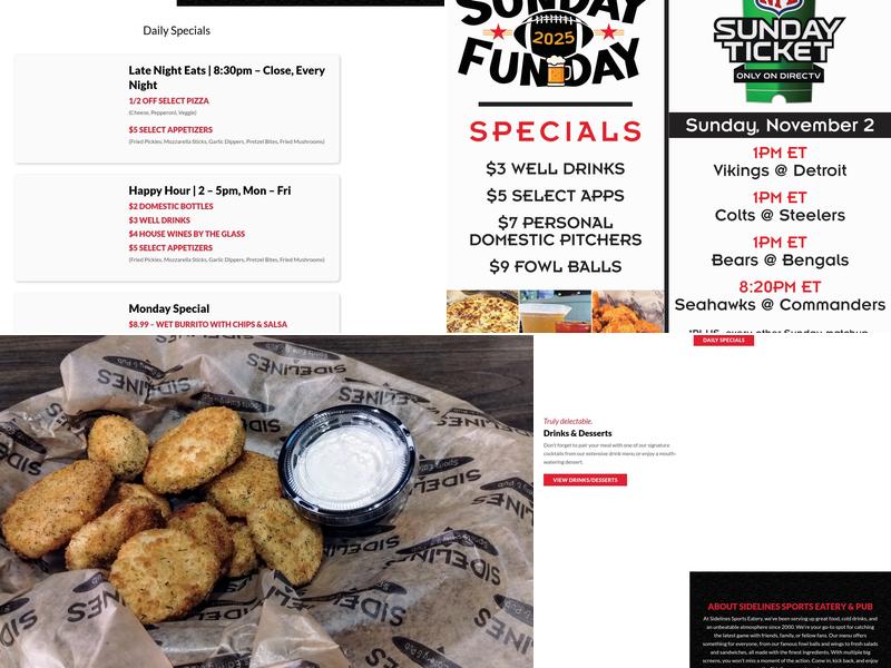 Sidelines V - Sylvania Menu