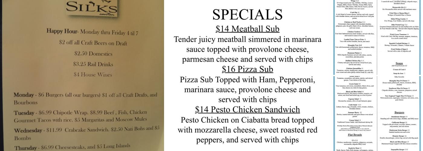 Silks Menu