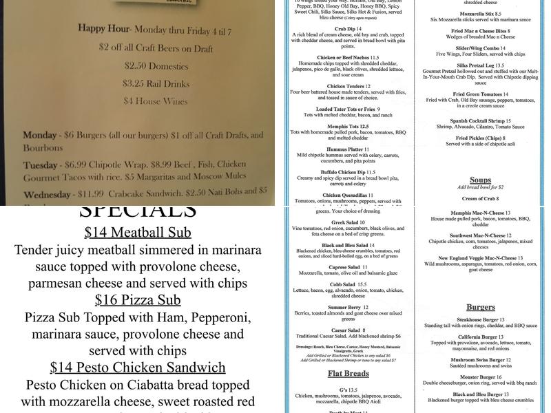Silks Menu