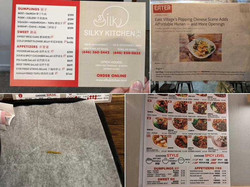 Silky Kitchen Menu